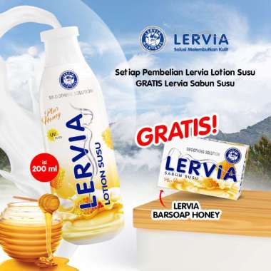 [BUNDLING] LERVIA Lotion Susu Honey Bottle 200mL gratis LERVIA Sabun Susu Honey 90g