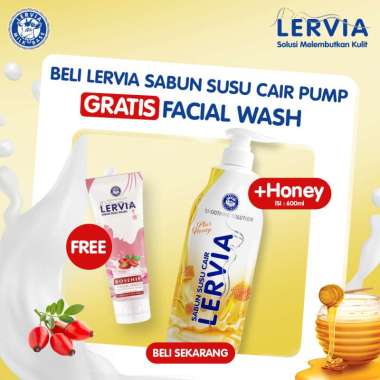 [BUNDLING] LERVIA Sabun Susu Honey Botol 600mL gratis Lervia Facial Wash Rosehip Tube 100mL