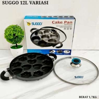 Suggo Cetakan Kue Cubit Variasi 12 Lubang Anti Lengket Tutup Kaca