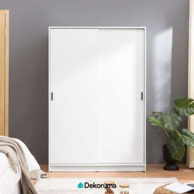 Dekoruma RITZU Lemari Pakaian Sliding 120cm / Wardrobe - Putih