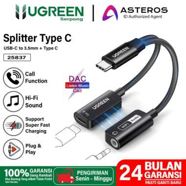 UGREEN Magnetic Splitter Type C to Jack Audio Adapter 2-in-1 Hi-Res with Charging PD 60w 25837 Magne