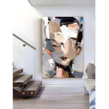 lukisan ilustrasi wajah abstrak timbul plus frame FUTURE ART PAINTING DENGAN BINGKAI 90x60