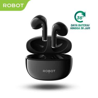 ROBOT TWS Flybuds T10S Semi In Ear Wireless Earbuds Bluetooth 5.3 Hitam