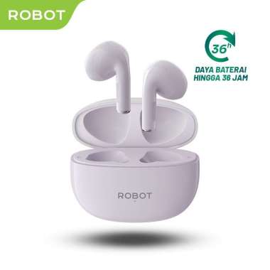 ROBOT TWS Flybuds T10S Semi In Ear Wireless Earbuds Bluetooth 5.3 Ungu