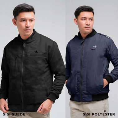 Jaket Bomber Bolak Balik Multifungsi HELIO Hitam - Iwearzule Biru S