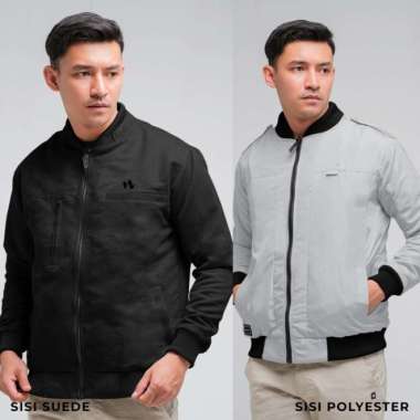 Jaket Bomber Bolak Balik Multifungsi HELIO Hitam - Iwearzule abu 4XL