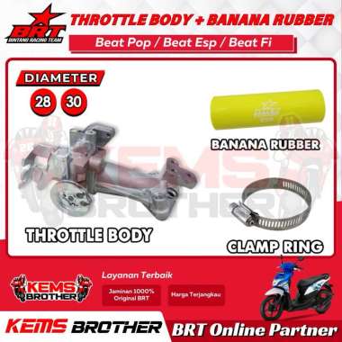 TB THROTTLEBODY ORIGINAL BRT BEATPOP BEAT ESP BEAT FI 28MM 30MM BANANA RUBBER VELOCITY & INTAKE 28MM