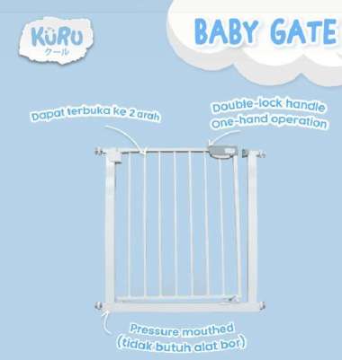 KURU Baby Gate | Pagar Bayi Safety Pintu Pembatas Tangga Tinggi 76cm 76-84cm Hitam