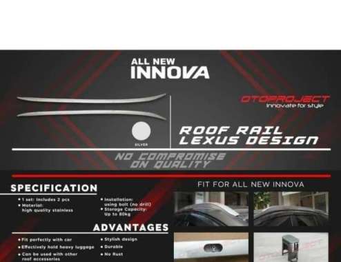 Paket Roof Rail + Cross Bar + Roof Rack Premium Otoproject All New Innova Reborn