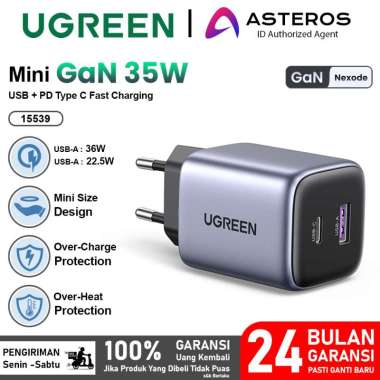 UGREEN Kepala Charger GAN Mini Size PD Type C Fast Charging 20w 90664 15539 GaN 36W