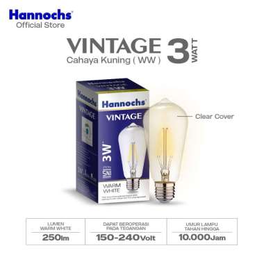 Hannochs Lampu LED Filament Vintage 3W - Cahaya Kuning Vintage Gold