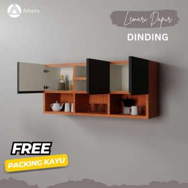 Adapta - Lemari rak Bumbu dinding minimalis - Lemari Gantung Dapur rak tempel dinding gantung Hitam