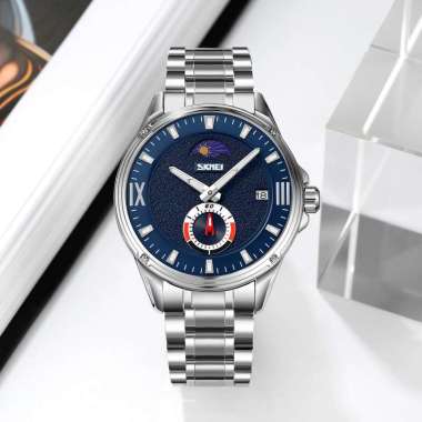 Jam Tangan Pria Analog SKMEI 9326 SILVER BLUE WATER RESIST 30M