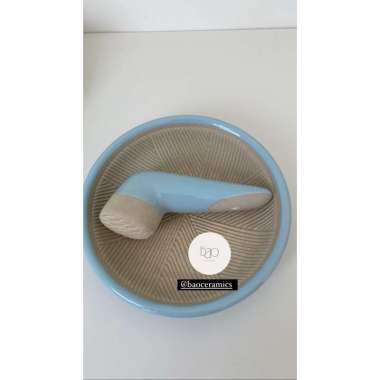 Cobek Uleg Keramik Kecil Biru