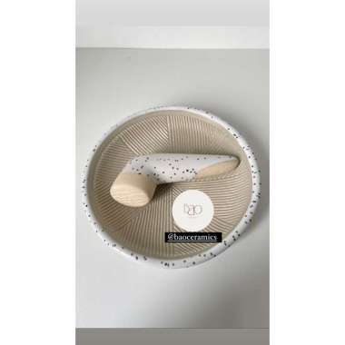 Cobek Uleg Keramik Kecil Putih Motif