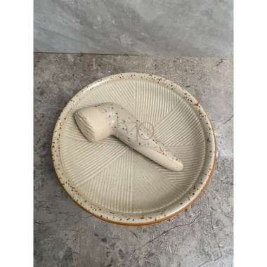 Cobek Uleg Keramik Kecil Coklat Motif