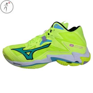 Sepatu Volley Mizuno Original Wave Lightning Z8 Mid V1GA240511 BNIB 44 LIME BLACK SPLISH SPLASH