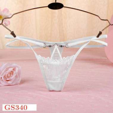 GS340 - Celana Dalam G-String Wanita Tali 2 Putih Putih