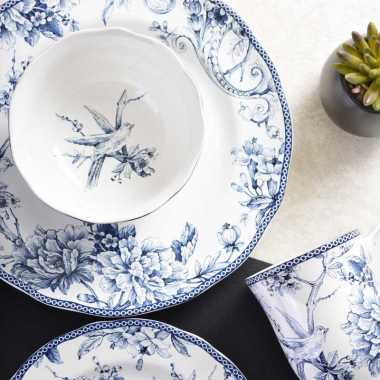 SANGO Set Peralatan Makan Piring Bulat Adelaide Blue (Isi 8) Hampers