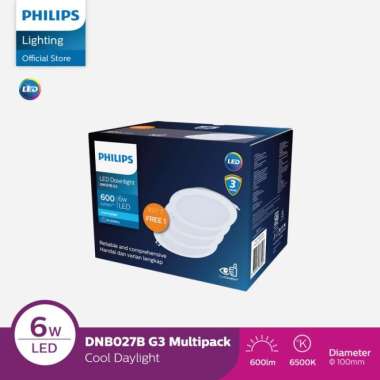 Lampu Philips Downlight Multipack DN027B G3 D100 6W 65K Putih Isi 4