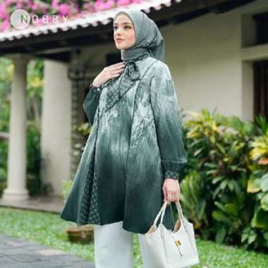Nobby Atasan Tunik Muslim Wanita Terbaru Warna Pastel Wudhu Friendly Bahan Polly Stretch Sand Triani