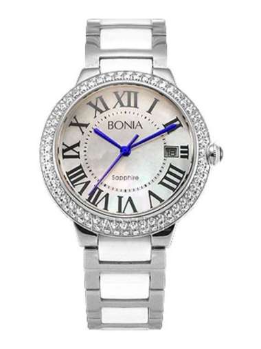 Jam Tangan Bonia Wanita 100% Original Silver Stainless Steel-Ceramic BNB10035-2351S