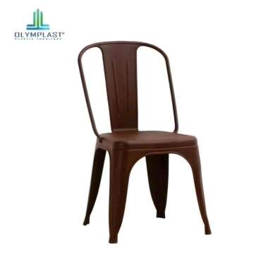 KURSI PLASTIK OLYMPLAST IRON CHAIR MIRIP KURSI BESI / KURSI CAFE OLYMPLAST COKLAT