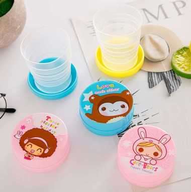Gelas Lipat Plastik Portable / Gelas Lipat Traveling / Gelas Plastik Lipat / Gelas Lipat Karakter