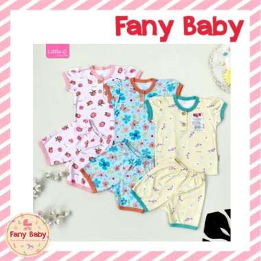 Little Queen Kaos Lengan Pendek Kancing Pundak & Celana Pendek Boy M