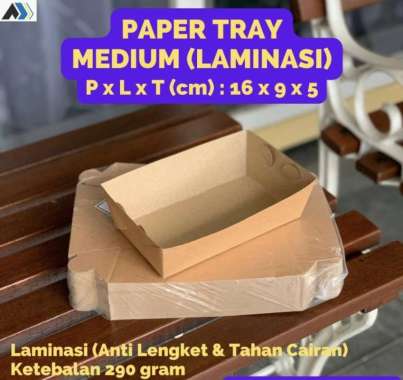 Paper Tray Makanan Laminasi | Paper Food Tray - M/Medium Kraft Cokelat