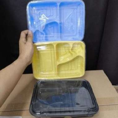 BOX BENTO PLASTIK BINTANG PET WARNA MULTI FUNGSI / BOX MAKANAN / KOTAK MAKANAN 1 PACK 25 SET Hitam