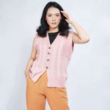 GS028 Vest Rajut Wanita Kancing Rayna Semua Ukuran Mint