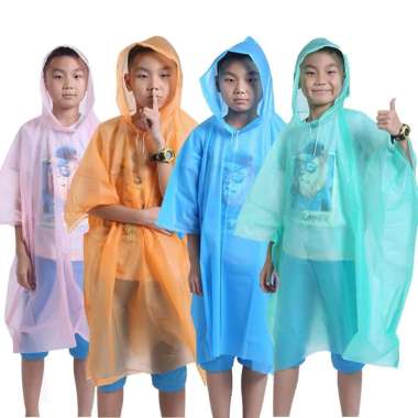 Poncho EVA Anak Jas Hujan Vinyl Hood Tutup Kepala Ponco Bocah Kuning