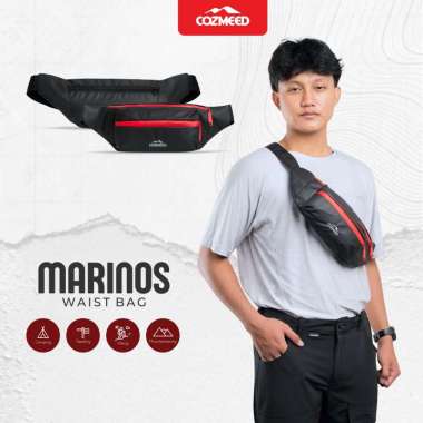 Waist Bag Tas Pinggang Tas Selempang Waterproof Anti Air Pria Wanita Sporty Outdoor Cozmeed Marinos Hitam