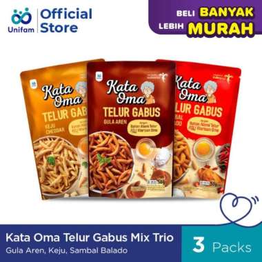 3 Pack Kata Oma Telur Gabus (Gula Aren + Balado + Keju) - Cemilan Kue Gabus Mix Trio