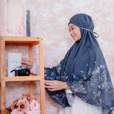 VESELKA Alesya Bergo Syari Hijab Printing instant Khimar Motif Bunga Syari Jilbab Kerudung Praktis m