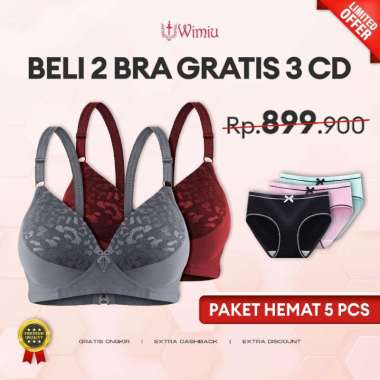 WIMIU PAKET HEMAT 2 PCS BRA 001370 GRATIS 3 PCS CD LANA 88121 3 BUNDLE BRA WANITA CELANA DALAM WANIT