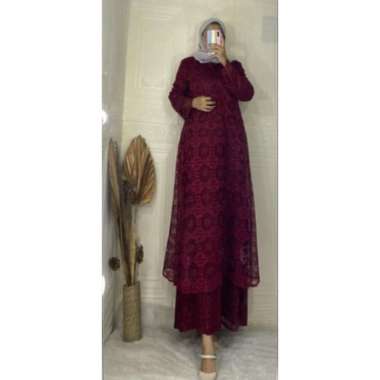 GAMIS BROKAT MALAYSIA PLISKET PREMIUM GAMIS BURKAT BAJU KONDANGAN CANTIK MEWAH MODEL TERBARU L (Stan