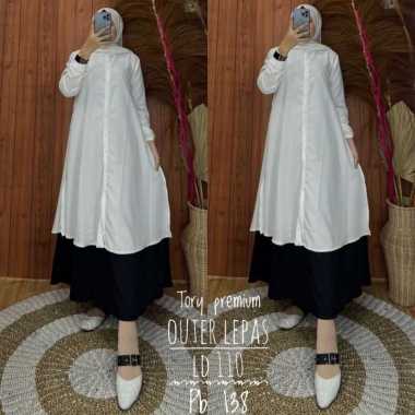 (TERLARIS) GAMIS OUTER + INER SERAGAM DENGAN OUTER PUTIH TERPISAH DENGAN INER WARNA HITAM GAMIS SERA