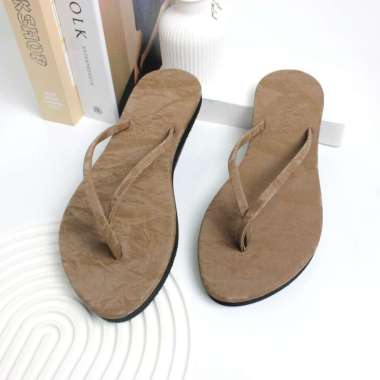 Sandal Flat Wanita Dewasa Motif Jepit Silang Terbaru Kekinian 40 Mocca