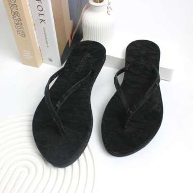 Sandal Flat Wanita Dewasa Motif Jepit Silang Terbaru Kekinian 39 Hitam