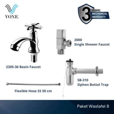 VONE Sifon Wastafel Kran Air Flexibel Stainless Paket Lengkap Wastafel 8