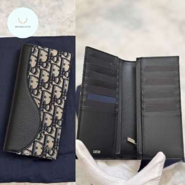 Dior Mens Long Wallet Navy Oblique Mixed Leather