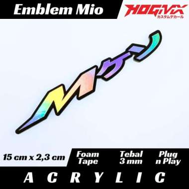 Emblem Motor MIO KANJI Logo Bahan Akrilik Hologram Satuan