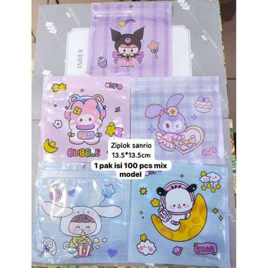 plastik ZIPLOCK CLIP lucu karakter sanrio pink biru mix warna mix model ukuran 13.5 cm kemasan manik