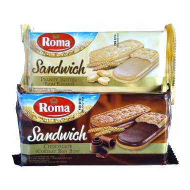 Biskuit Roma Sandwich Coklat Chocolate Peanut Butter Krim Kacang Peanut Butter