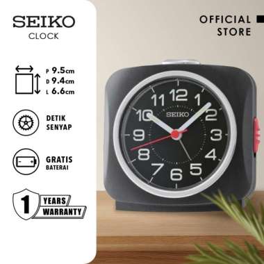 Jam Meja Weker Beker Seiko QHE194K Quite Sweep Black