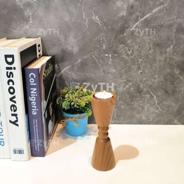 Tempat Lilin Wooden Hourglass Aesthetic / Wooden Hourglass Candle Holder By Zyth Living