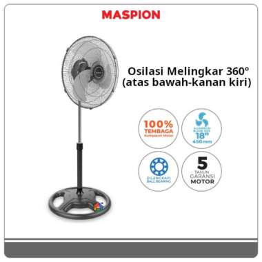 Kipas Angin Power Fan Maspion PW 1817 S Osilasi Penuh (18 inch) / Stand Fan Berdiri Maspion Baling B