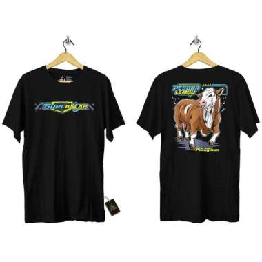 Kaos Baju SAPI BALAP Simental Pesona Lembu Peternak Milenial Indonesia XL Hitam